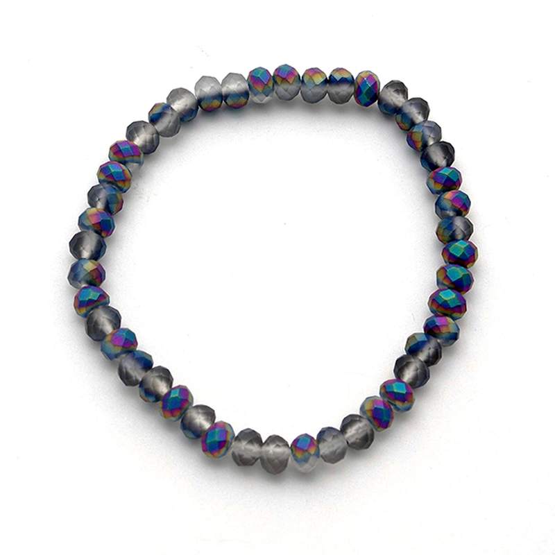Pulsera Cuarzo Titáneo facetado Bola 6 mm
